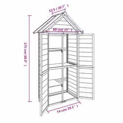vidaXL Garden Tool Shed Outdoor Tool Organiser Sentry Shed Solid Wood Pine - grey - Additional view 7