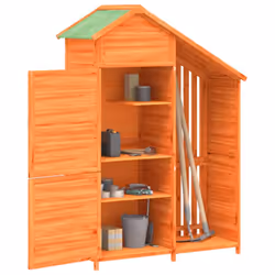 vidaXL Garden Tool Shed Wooden Storage Cabinet Shed Tool Cabin Solid Wood Pine - brown