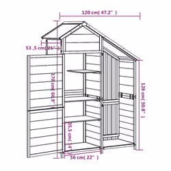 vidaXL Garden Tool Shed Wooden Storage Cabinet Shed Tool Cabin Solid Wood Pine - brown