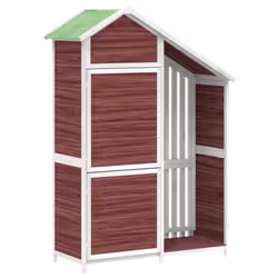 vidaXL Garden Tool Shed Wooden Storage Cabinet Shed Tool Cabin Solid Wood Pine - mocha