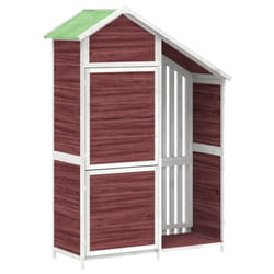 vidaXL Garden Tool Shed Wooden Storage Cabinet Shed Tool Cabin Solid Wood Pine - mocha