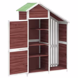 vidaXL Garden Tool Shed Wooden Storage Cabinet Shed Tool Cabin Solid Wood Pine - mocha - Additional view 4