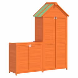 vidaXL Garden Tool Shed Set Tool Organiser Sentry Shed 2 Piece Solid Wood Pine - brown