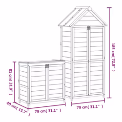 vidaXL Garden Tool Shed Set Tool Organiser Sentry Shed 2 Piece Solid Wood Pine - brown
