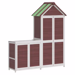 vidaXL Garden Tool Shed Set Tool Organiser Sentry Shed 2 Piece Solid Wood Pine - mocha
