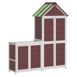 vidaXL Garden Tool Shed Set Tool Organiser Sentry Shed 2 Piece Solid Wood Pine - mocha