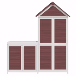 vidaXL Garden Tool Shed Set Tool Organiser Sentry Shed 2 Piece Solid Wood Pine - mocha - Additional view 4
