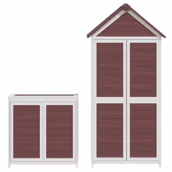vidaXL Garden Tool Shed Set Tool Organiser Sentry Shed 2 Piece Solid Wood Pine - mocha - Additional view 5
