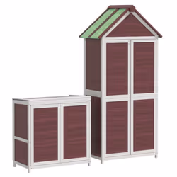 vidaXL Garden Tool Shed Set Tool Organiser Sentry Shed 2 Piece Solid Wood Pine - mocha - Additional view 6