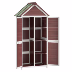 vidaXL Garden Tool Shed Set Tool Organiser Sentry Shed 2 Piece Solid Wood Pine - mocha - Additional view 9