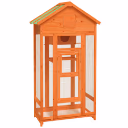 vidaXL Bird House Wooden Bird Aviary Cage Finch Martin House Solid Wood Pine - brown
