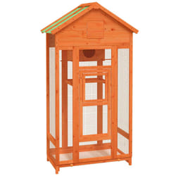 vidaXL Bird House Wooden Bird Aviary Cage Finch Martin House Solid Wood Pine - brown