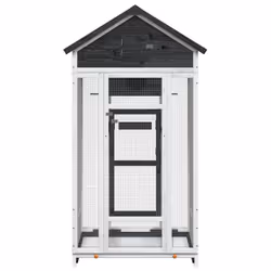 vidaXL Bird House Wooden Bird Aviary Cage Finch Martin House Solid Wood Pine - grey