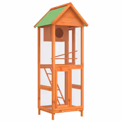 vidaXL Bird House Wooden Bird Aviary Cage Finch Martin House Solid Wood Pine - brown
