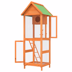 vidaXL Bird House Wooden Bird Aviary Cage Finch Martin House Solid Wood Pine - brown - Additional view 5