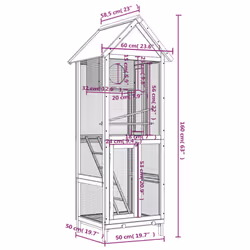 vidaXL Bird House Wooden Bird Aviary Cage Finch Martin House Solid Wood Pine - brown - Additional view 7