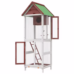 vidaXL Bird House Wooden Bird Aviary Cage Finch Martin House Solid Wood Pine - mocha - Additional view 5