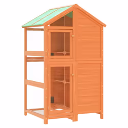 vidaXL Bird House Wooden Bird Aviary Cage Finch Martin House Solid Wood Pine - brown