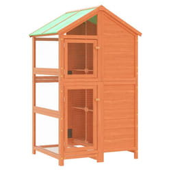 vidaXL Bird House Wooden Bird Aviary Cage Finch Martin House Solid Wood Pine - brown