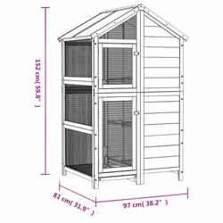 vidaXL Bird House Wooden Bird Aviary Cage Finch Martin House Solid Wood Pine - brown