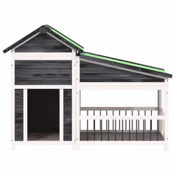 vidaXL Dog Kennel Wooden Pet House Animal Crate Dog Enclosure Solid Wood Pine - grey