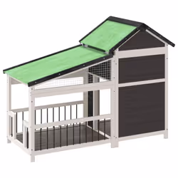 vidaXL Dog Kennel Wooden Pet House Animal Crate Dog Enclosure Solid Wood Pine - grey - Additional view 4