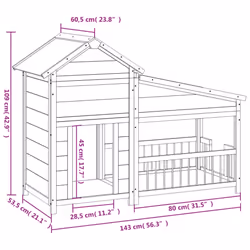 vidaXL Dog Kennel Wooden Pet House Animal Crate Dog Enclosure Solid Wood Pine - grey - Additional view 6