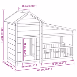 vidaXL Dog Kennel Wooden Pet House Animal Crate Dog Enclosure Solid Wood Pine - mocha - Additional view 3