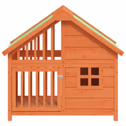 vidaXL Dog Kennel Wooden Pet House Animal Crate Dog Enclosure Solid Wood Pine - brown