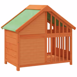 vidaXL Dog Kennel Wooden Pet House Animal Crate Dog Enclosure Solid Wood Pine - brown - Additional view 5