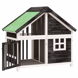 vidaXL Dog Kennel Wooden Pet House Animal Crate Dog Enclosure Solid Wood Pine - grey