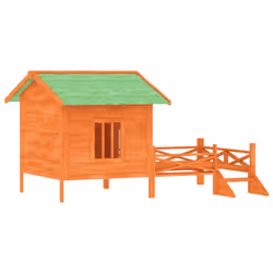 vidaXL Dog Kennel Wooden Pet House Animal Crate Dog Enclosure Solid Wood Pine - brown