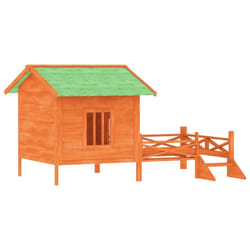 vidaXL Dog Kennel Wooden Pet House Animal Crate Dog Enclosure Solid Wood Pine - brown