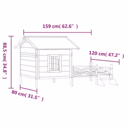 vidaXL Dog Kennel Wooden Pet House Animal Crate Dog Enclosure Solid Wood Pine - brown