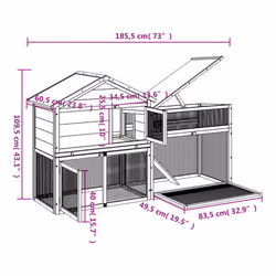 vidaXL Rabbit Hutch Rabbit Run Bunny House Wooden Animal House Solid Wood Pine - brown