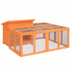 vidaXL Rabbit Hutch Rabbit Run Bunny House Animal House Brown Solid Wood Pine