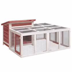 vidaXL Rabbit Hutch Rabbit Run Bunny House Wooden Animal House Solid Wood Pine - mocha