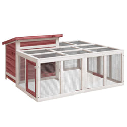 vidaXL Rabbit Hutch Rabbit Run Bunny House Wooden Animal House Solid Wood Pine - mocha