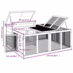 vidaXL Rabbit Hutch Rabbit Run Bunny House Wooden Animal House Solid Wood Pine - mocha