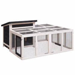 vidaXL Rabbit Hutch Rabbit Run Bunny House Wooden Animal House Solid Wood Pine - grey