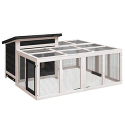 vidaXL Rabbit Hutch Rabbit Run Bunny House Wooden Animal House Solid Wood Pine - grey