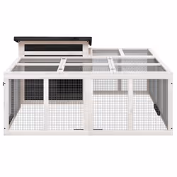 vidaXL Rabbit Hutch Rabbit Run Bunny House Wooden Animal House Solid Wood Pine - grey