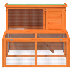vidaXL Rabbit Hutch Rabbit Run Bunny House Wooden Animal House Solid Wood Pine - brown