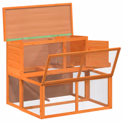 vidaXL Rabbit Hutch Rabbit Run Bunny House Wooden Animal House Solid Wood Pine - brown - Additional view 4