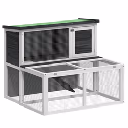 vidaXL Rabbit Hutch Rabbit Run Bunny House Wooden Animal House Solid Wood Pine - grey