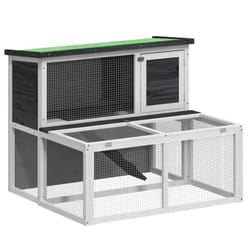 vidaXL Rabbit Hutch Rabbit Run Bunny House Wooden Animal House Solid Wood Pine - grey