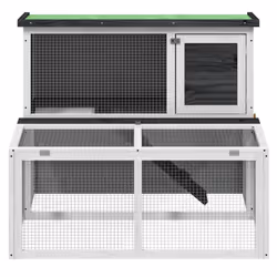 vidaXL Rabbit Hutch Rabbit Run Bunny House Wooden Animal House Solid Wood Pine - grey