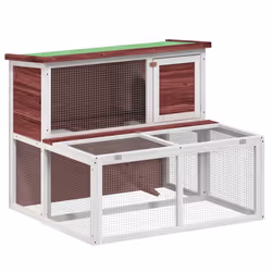 vidaXL Rabbit Hutch Rabbit Run Bunny House Wooden Animal House Solid Wood Pine - mocha
