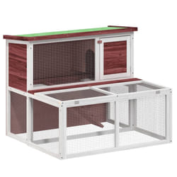 vidaXL Rabbit Hutch Rabbit Run Bunny House Wooden Animal House Solid Wood Pine - mocha