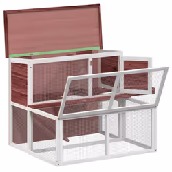 vidaXL Rabbit Hutch Rabbit Run Bunny House Wooden Animal House Solid Wood Pine - mocha - Additional view 4